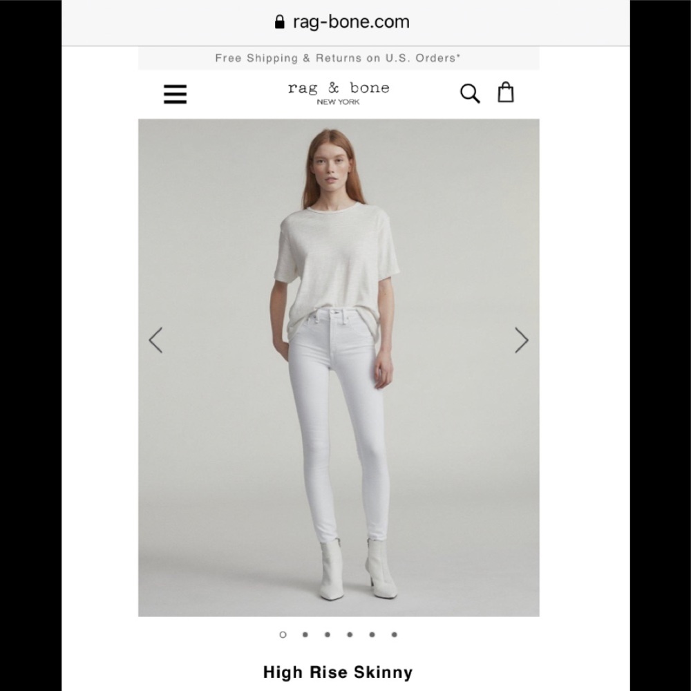 Rag & Bone White High Rise Skinny Jeans